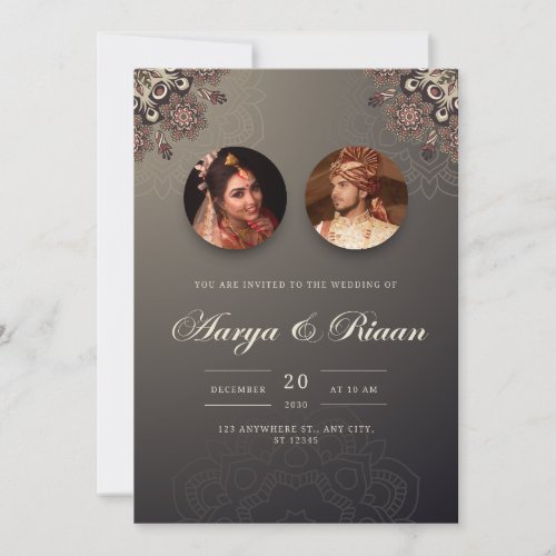 Brown Gradient traditional Indian wedding  Invitation