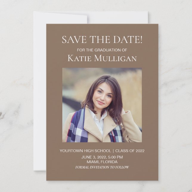 Brown Graduation 2 Photo Save Date Class 2022 (Front)