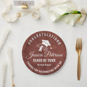 Brown Graduation Party Sweet Personalized Name Paper Plates
