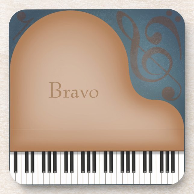 Brown Grand Piano Charming Personalized Music Beverage Coaster (Front)