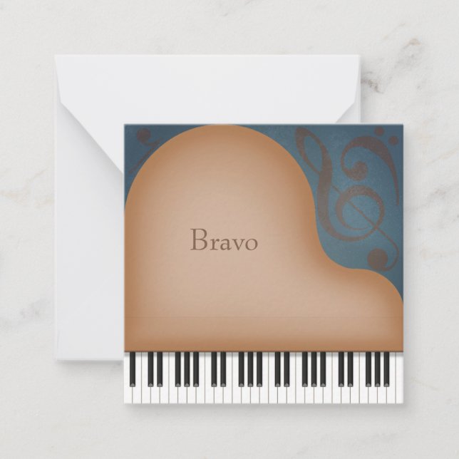 Brown Grand Piano Custom Mini Note Card (Front)
