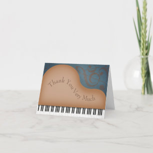 Brown Grand Piano Cute Music Keyboard Custom Letterpress Thank You Card