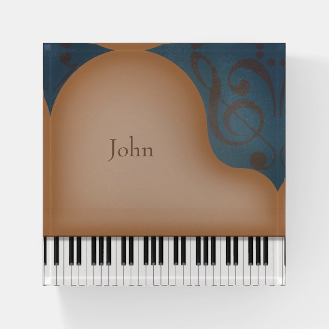 Brown Grand Piano Elegant Custom Musician's Paperweight (Front)