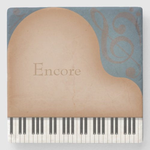 Brown Grand Piano Fanciful Personalized Music Stone Coaster