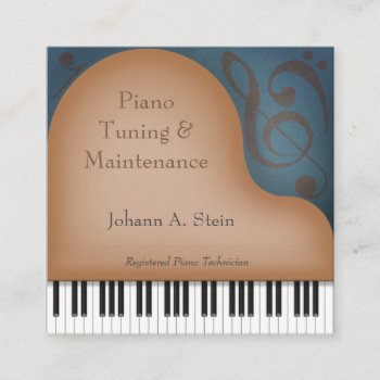 Brown Grand Piano Memorable Music Industry Square Business Card by Mozartini at Zazzle