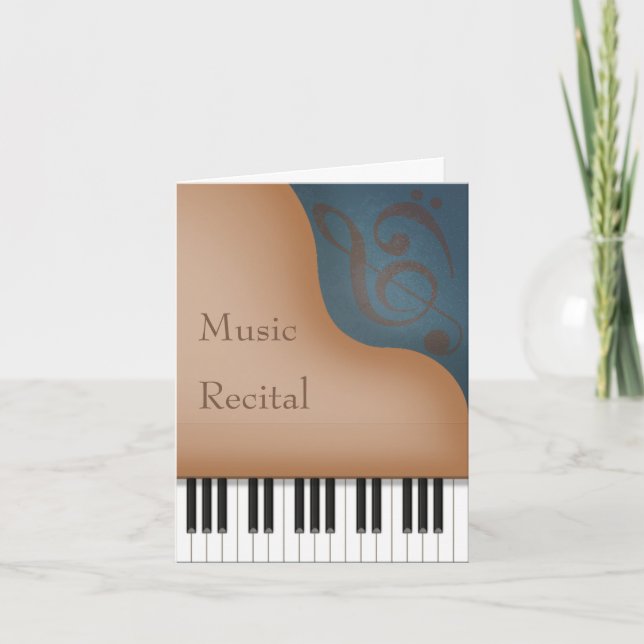 Brown Grand Piano Personalized Music Recital Invitation (Front)