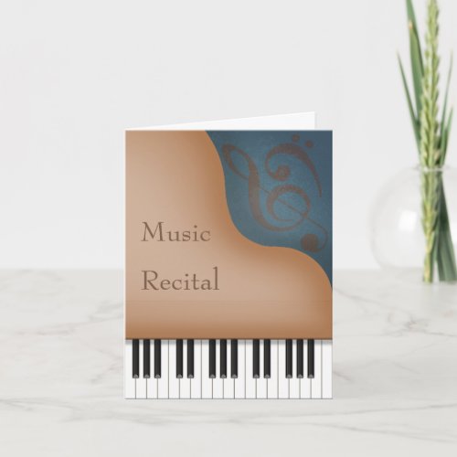 Brown Grand Piano Personalized Music Recital Invitation