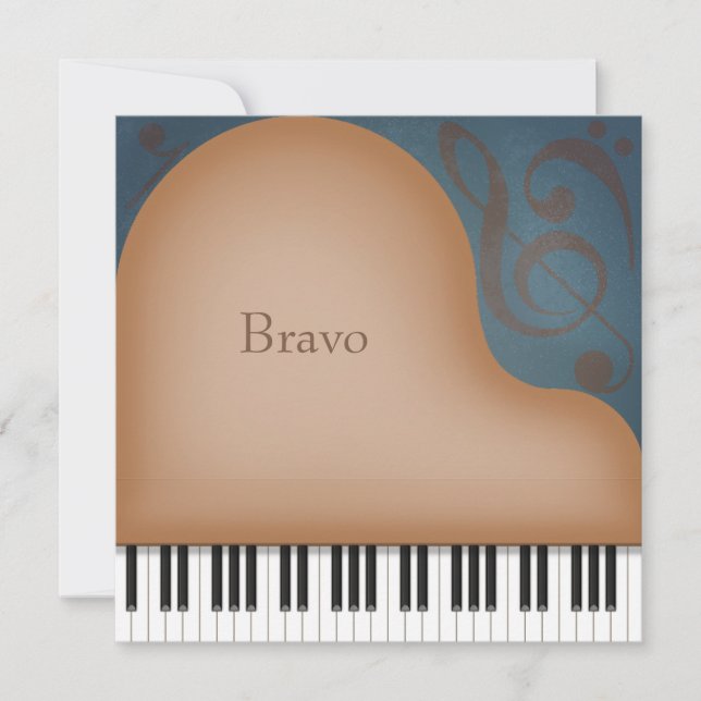 Brown Grand Piano Personalized Note Card (Front)
