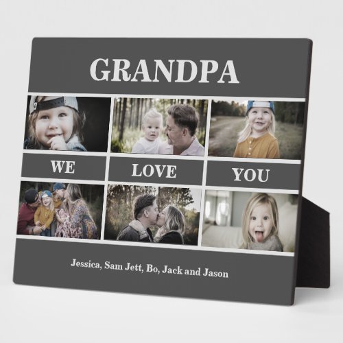 Brown Grandpa We love You Photo Collage Plaque