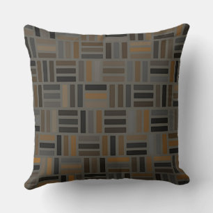 Brown, Gray and Yellow Geometric Throw Pillow