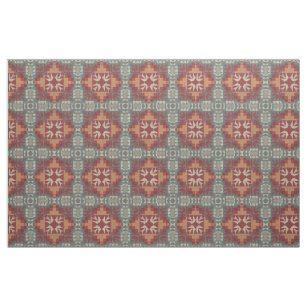 Brown Gray Dark Red Orange Taupe Beige Ethnic Look Fabric