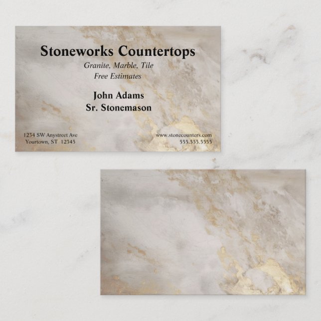 Brown Gray Gold Marble Countertops Business Card (Front/Back)
