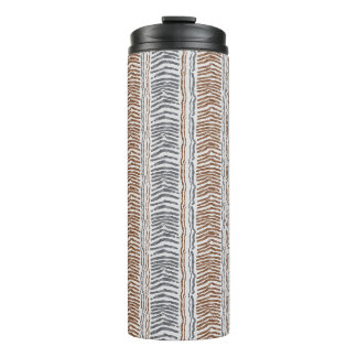 Brown Gray Modern Stripe Thermal Tumbler