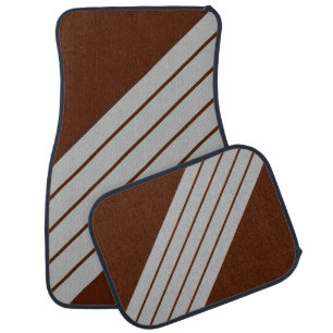 Brown Gray Striped 70s 80s Classic Retro Stripes Car Floor Mat