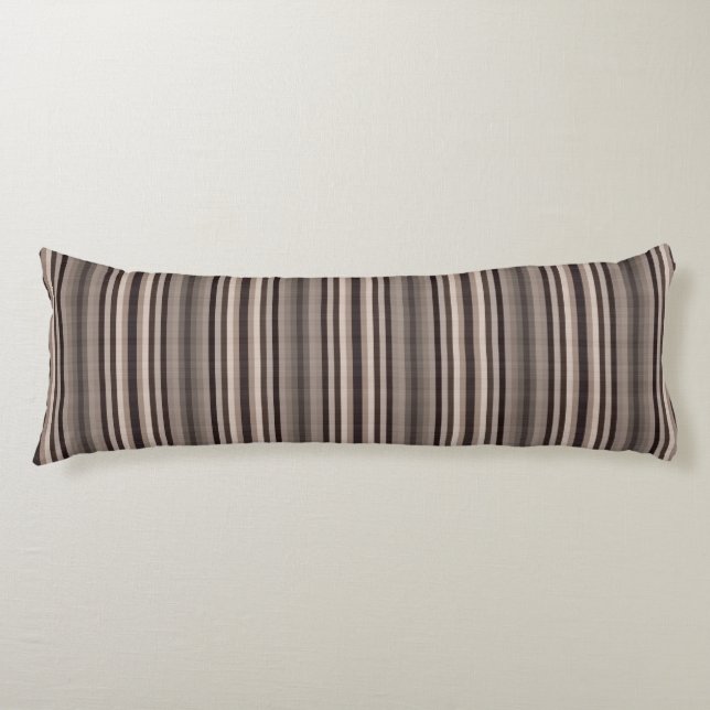 Brown Gray Stripes Body Pillow (Front)