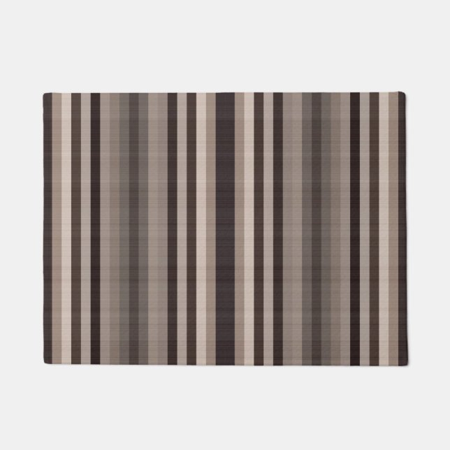 Brown Gray Stripes  Doormat (Front)