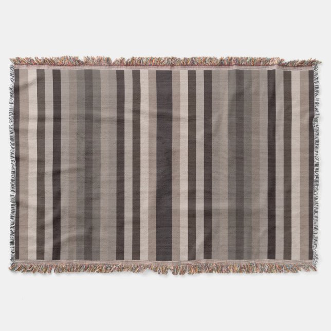 Brown Gray Stripes Throw Blanket (Front)