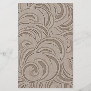 Brown Gray Swirls Pattern Stationery
