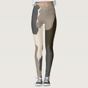 Brown, Gray, Taupe and Ivory Fingerpainting Leggings