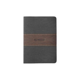 Brown & Gray Vintage Leather Texture Passport Holder