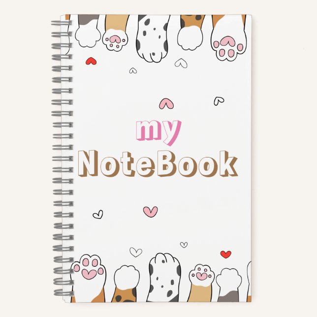 Brown Gray White  Cute Cats Paws 5.5" x 8.5" Notebook (Front)