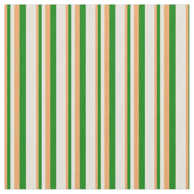 Brown, Green, and Beige Colored Stripes Fabric (Close Up)