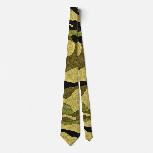 Brown Green And Black Camouflage Neck Tie (Front)