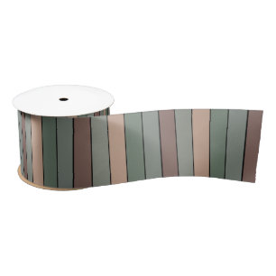 Brown Green And Black Stripes On Watercolor Paper Satin Ribbon