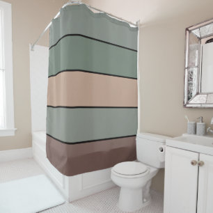 Brown Green And Black Stripes On Watercolor Paper Shower Curtain