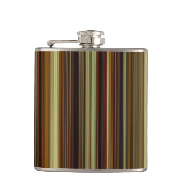 Brown Green and Gold Stripes Flask (Front)