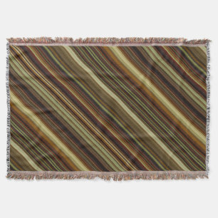 Brown Green and Gold Stripes Throw Blanket