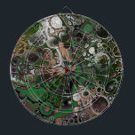 Brown, Green, Black and White Nature Colors Dart Board<br><div class="desc">Digital pour painting,  nature colors fluid art in brown,  white,  green and black.</div>