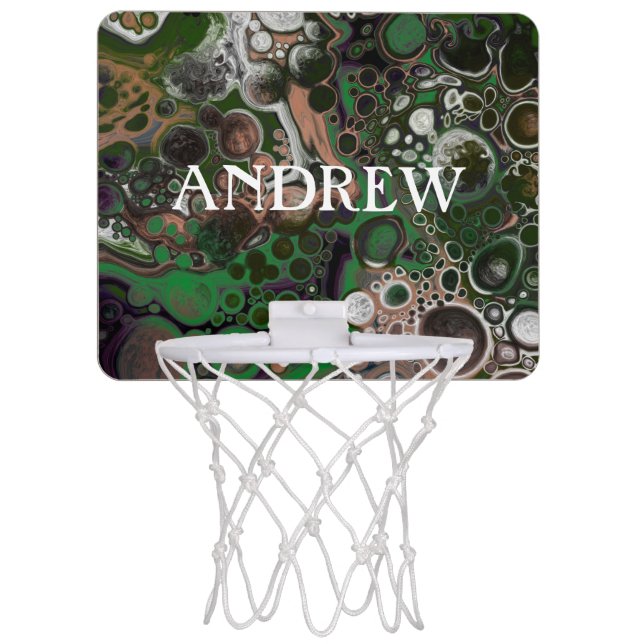 Brown, Green, Black and White Nature Colors  Mini Basketball Hoop (Front)