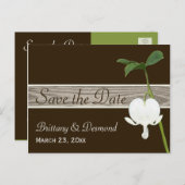 Brown Green Bleeding Heart Save the Date Postcard (Front/Back)