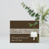 Brown Green Bleeding Heart Save the Date Postcard (Standing Front)