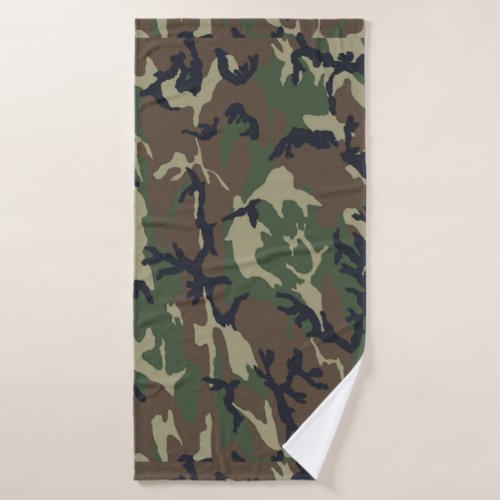 Brown green camouflage bath towel