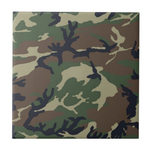 Brown green camouflage ceramic tile