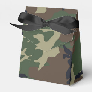Brown green camouflage favor boxes