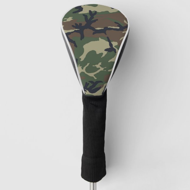 Brown green camouflage golf head cover (Front)
