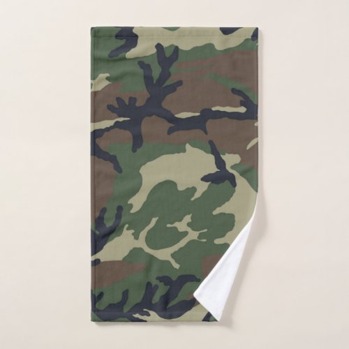 Brown green camouflage hand towel 