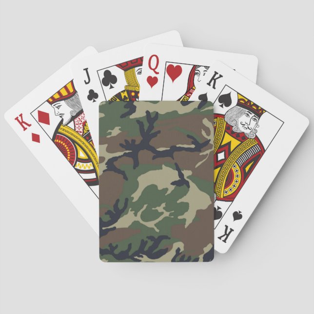 Brown green camouflage poker cards (Back)