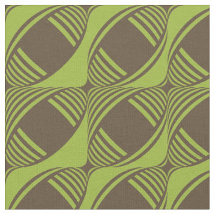 Brown & Green Funky Mid-Century Modern Pattern Fabric