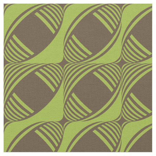 Brown & Green Funky Mid-Century Modern Pattern Fabric