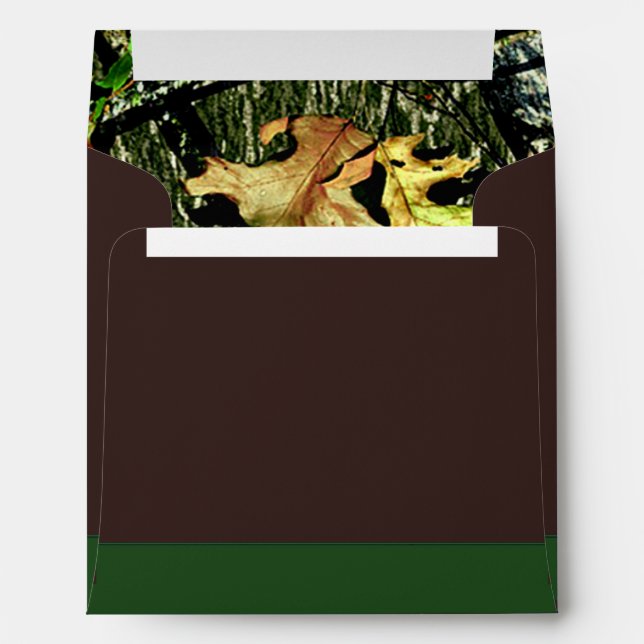 Brown & Green Hunting Camo Wedding Envelopes (Back (Bottom))