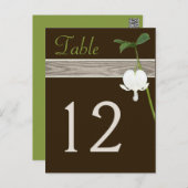 Brown, Green, Ivory Bleeding Heart Table Number (Front/Back)