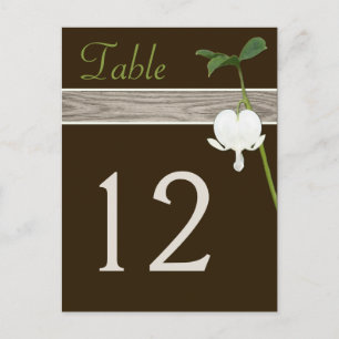 Brown, Green, Ivory Bleeding Heart Table Number