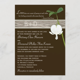 Brown Green Ivory Bleeding Heart Wedding Invite