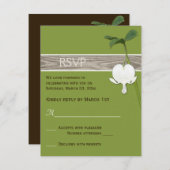 Brown Green Ivory Bleeding Heart Wedding RSVP Invitation (Front/Back)