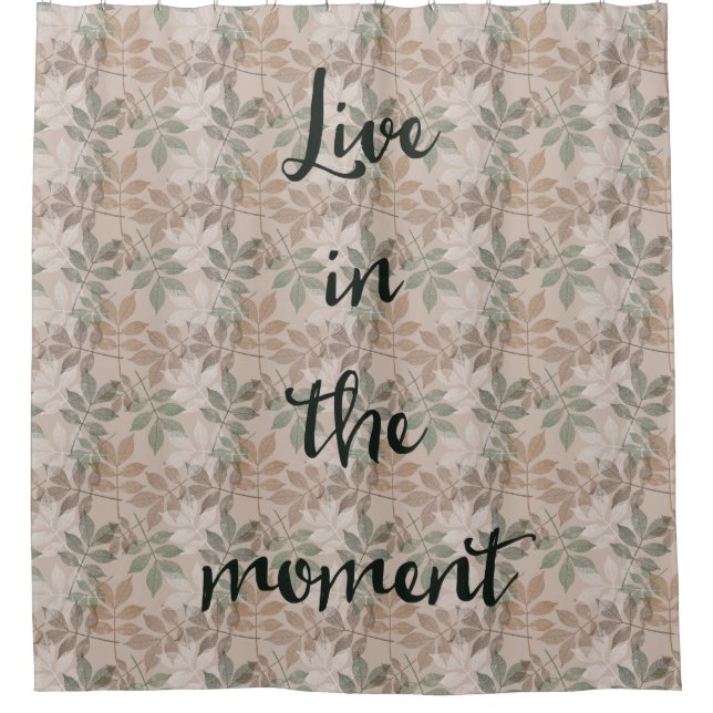 Brown Green Leaves Live Shower Curtain (Front)
