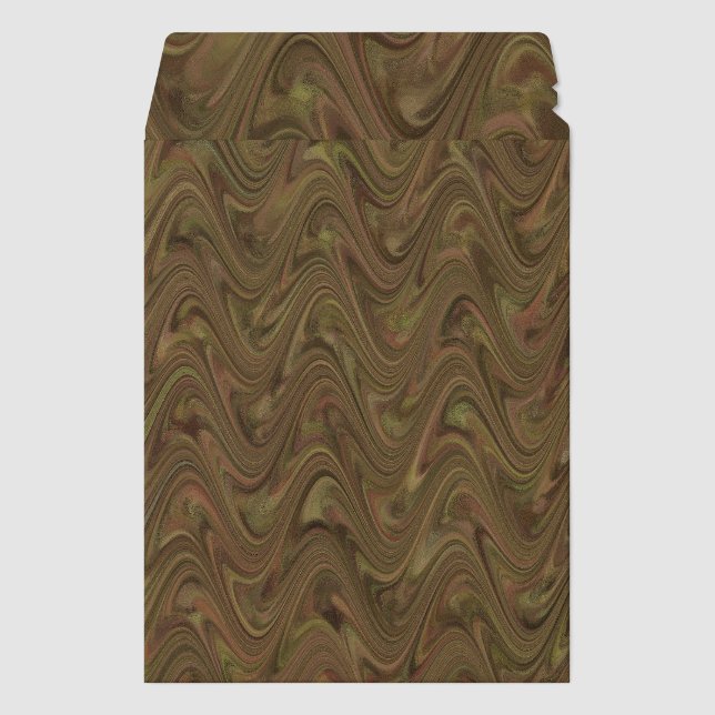 Brown Green Marbling Pattern Envelope Mailers (Front)